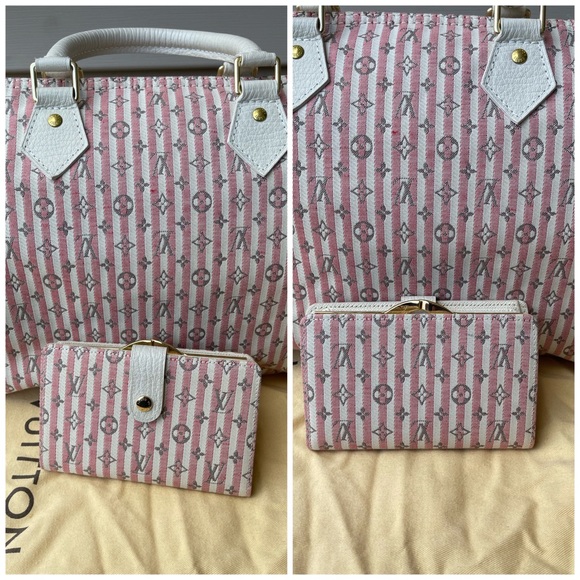 Louis Vuitton Monogram Mini Lin Croisette Speedy 30 & French Purse Wallet Rouge - Picture 6 of 16